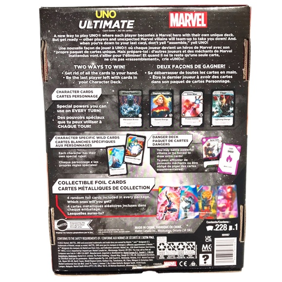UNO Ultimate Marvel Card Game 2022 4 Chase Foil Cards 1st Edition New In Box - Picture 6 of 6